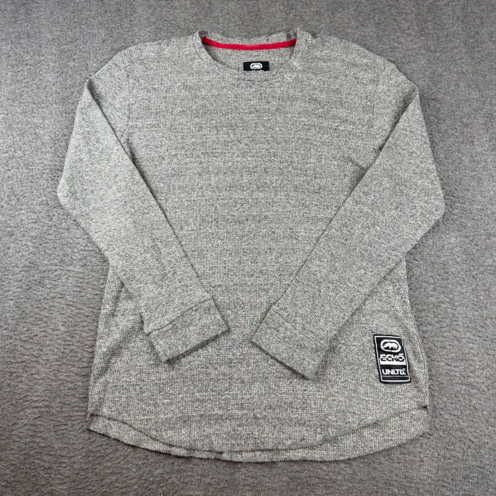 Ecko Unltd Long Sleeve Shirt Men's 2XL Gray Waffle Knit Thermal Crew Neck